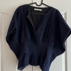 Zara Navy Quilted Top